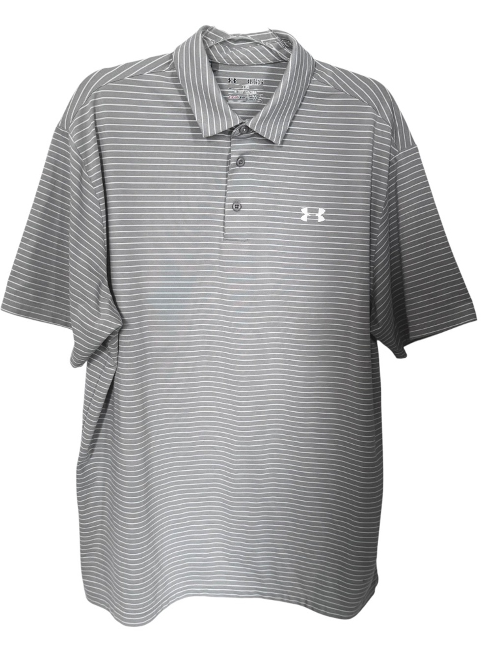 Under Armour Gray & White Polo Golf Shirt Men's XL